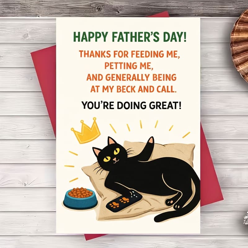 TEMU 1pc Greeting Card Funny Cat Fathers Day Greeting Card From Pet For Dad Cute Black Cat Design For Him Husband Boyfriend Pet Lovers Gift Card For Home Office Celebration