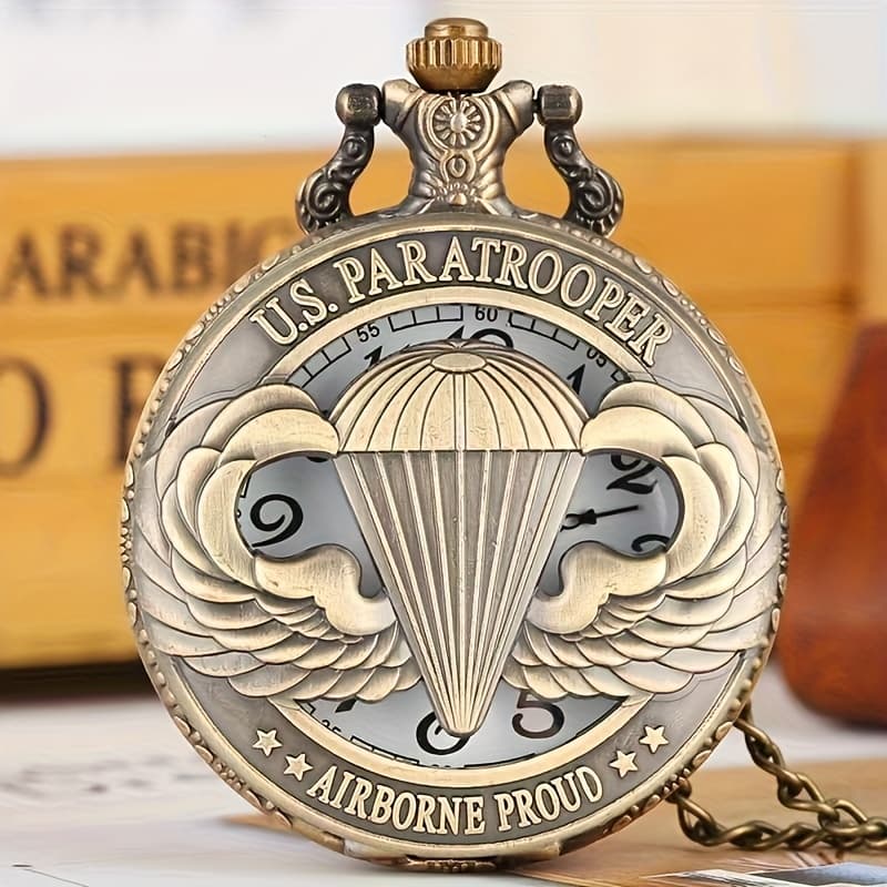 TEMU U.s. Pattern Hollow Bronze Quartz Pocket Watch Retro Necklace Pendant Clock Souvenir Clock Gifts
