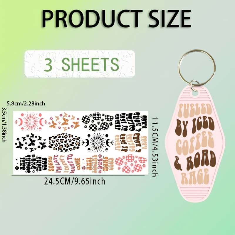 TEMU 36pcs Uv Dtf Wrap Stickers, Pattern Uv Dtf Stickers For Motel Keychain Uv Dtf Wraps Print Paper Keychain Tags For Acrylic Hotel Keychains