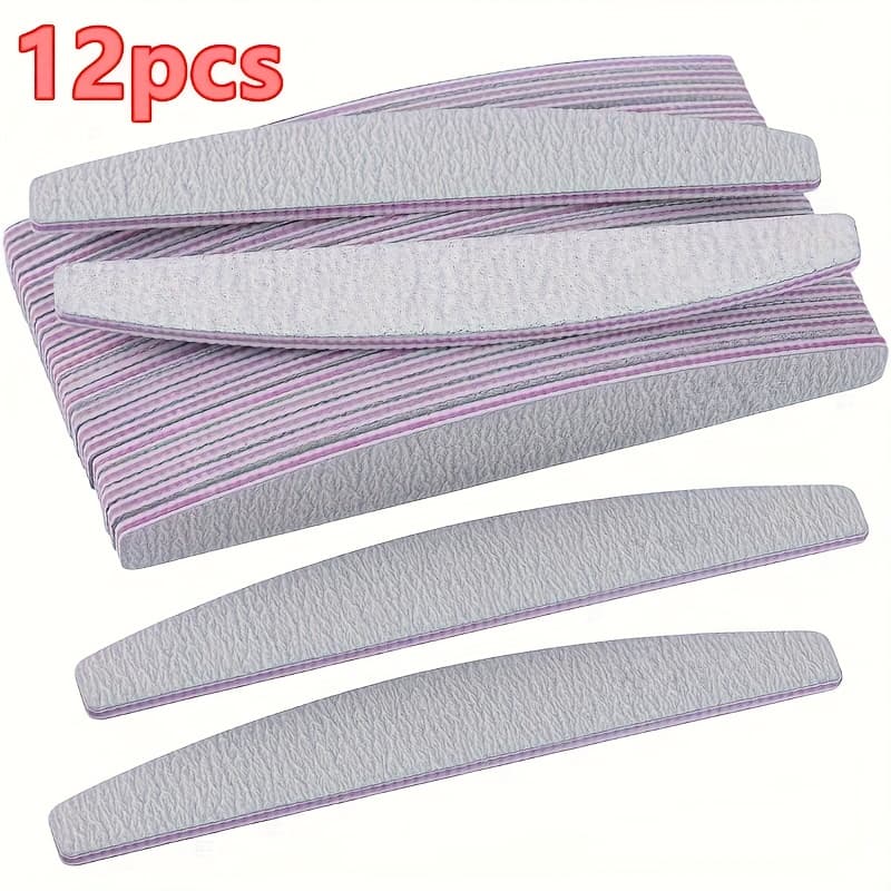 TEMU 12pcs Professional Manicure Set: 100/180 Grit Nail Files And Buffers, Double-sided Emery Boards For Acrylic Nails ，for Toenail& Foot Clean