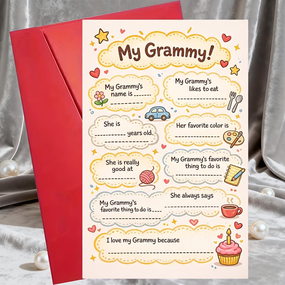 TEMU 1 Greeting Card + 1 Envelopemy Grammy The Blanks Card Keepsake Gift For Grandma From Family For Birthday Mothers Day Christmas Appreciation Celebrationgreeting Card