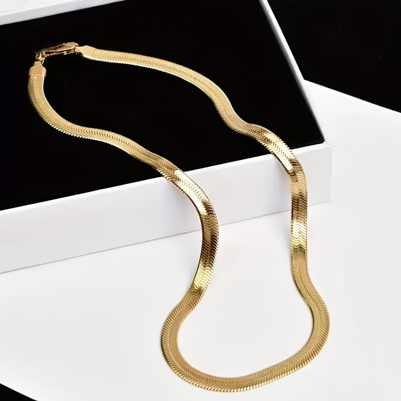 TEMU Fashion Stainless Steel Blade Chain 4mm Domineering Clavicle Chain Cuban Necklace Couple Necklace, Best Gift For Parents' Day