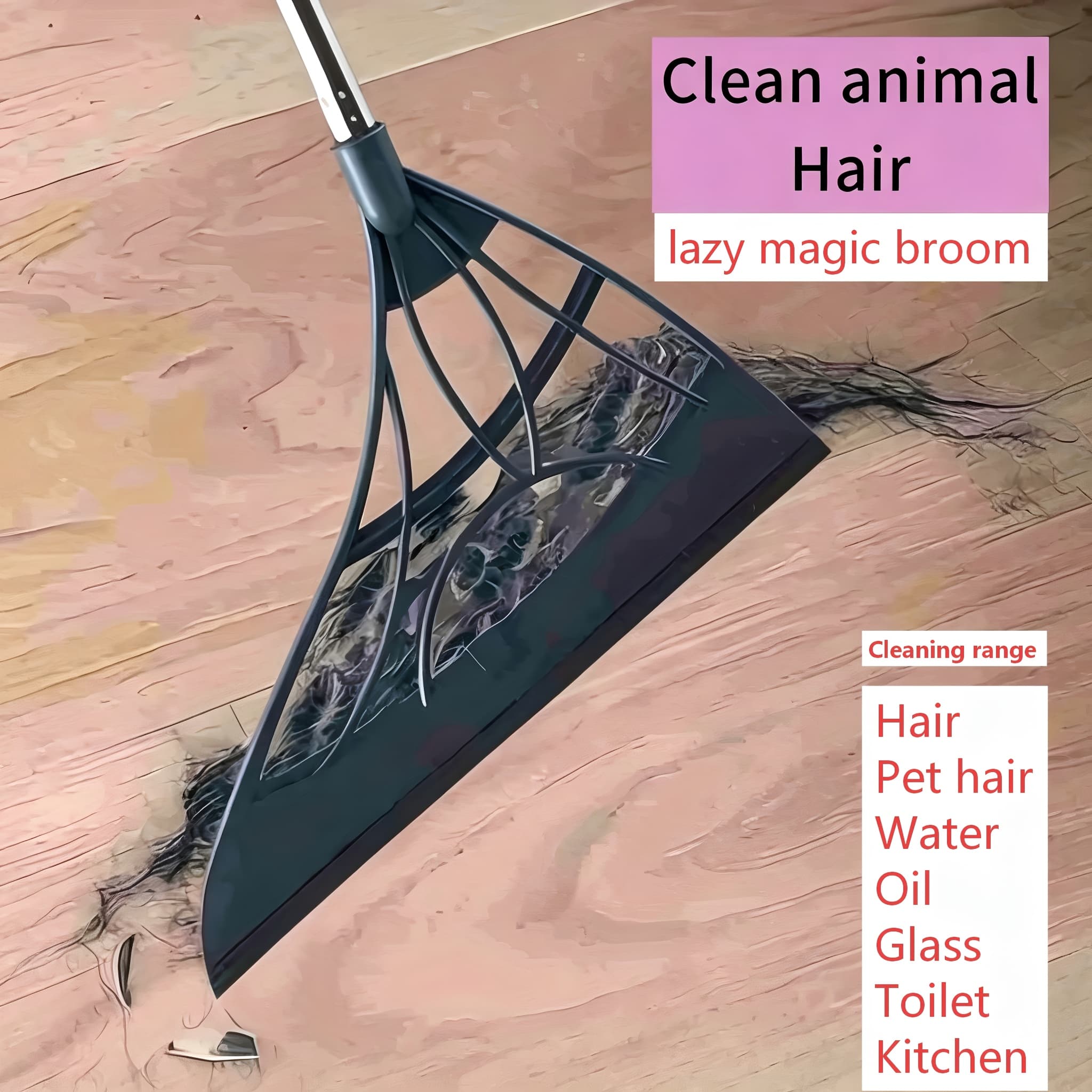 TEMU Broom With Sturdy Handle Effortlessly Sweeps Hard Floors, Ideal For Home And Office Cleaning. Durable Broom Head Handles Pet Hair And