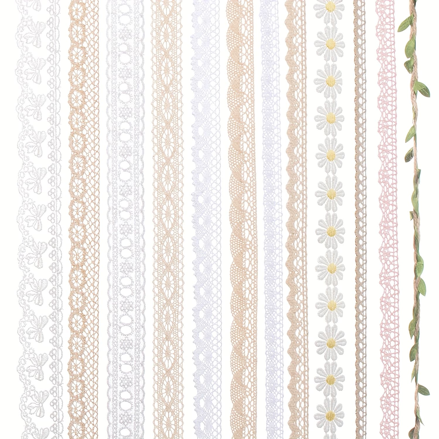TEMU Idongcai 24 Yards ( Each) Vintage Lace Ribbon For Crafts - Scalloped Edge Crochet Lace Trims, Polyester Bridal Wedding Gift Wrap Ribbon, Mixed Colors For Sewing, Diy, Home Decor