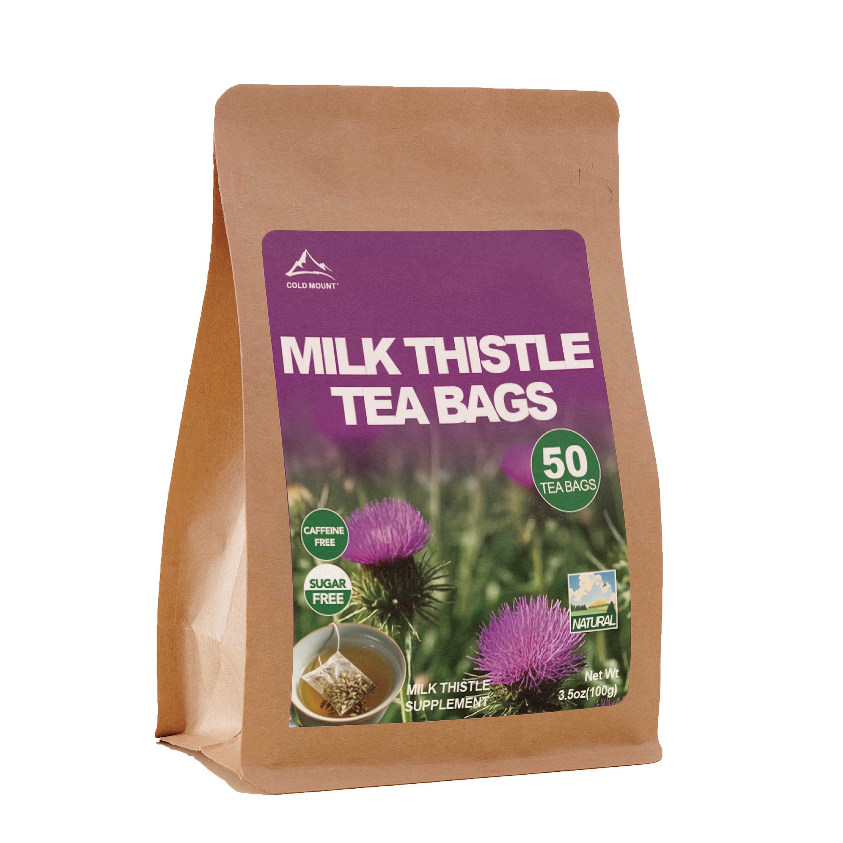 TEMU Natural Milk Thistle Tea With 2000mg Of Milk Thistle Seed In 50 Herbal Tea Bags, Designed To Support Liver Health. Free From Additives And Caffeine