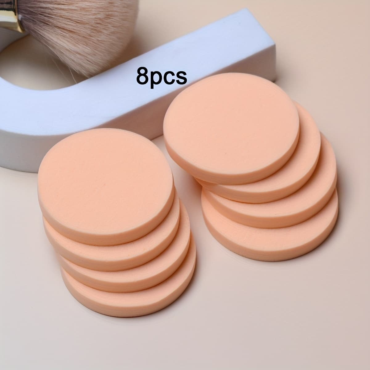 TEMU 8pcs/12pcs Round Facial Foundation Powder Puff, Wet And Dry Dual-use, Soft Makeup Sponge, Makeup Tools For Cleaning