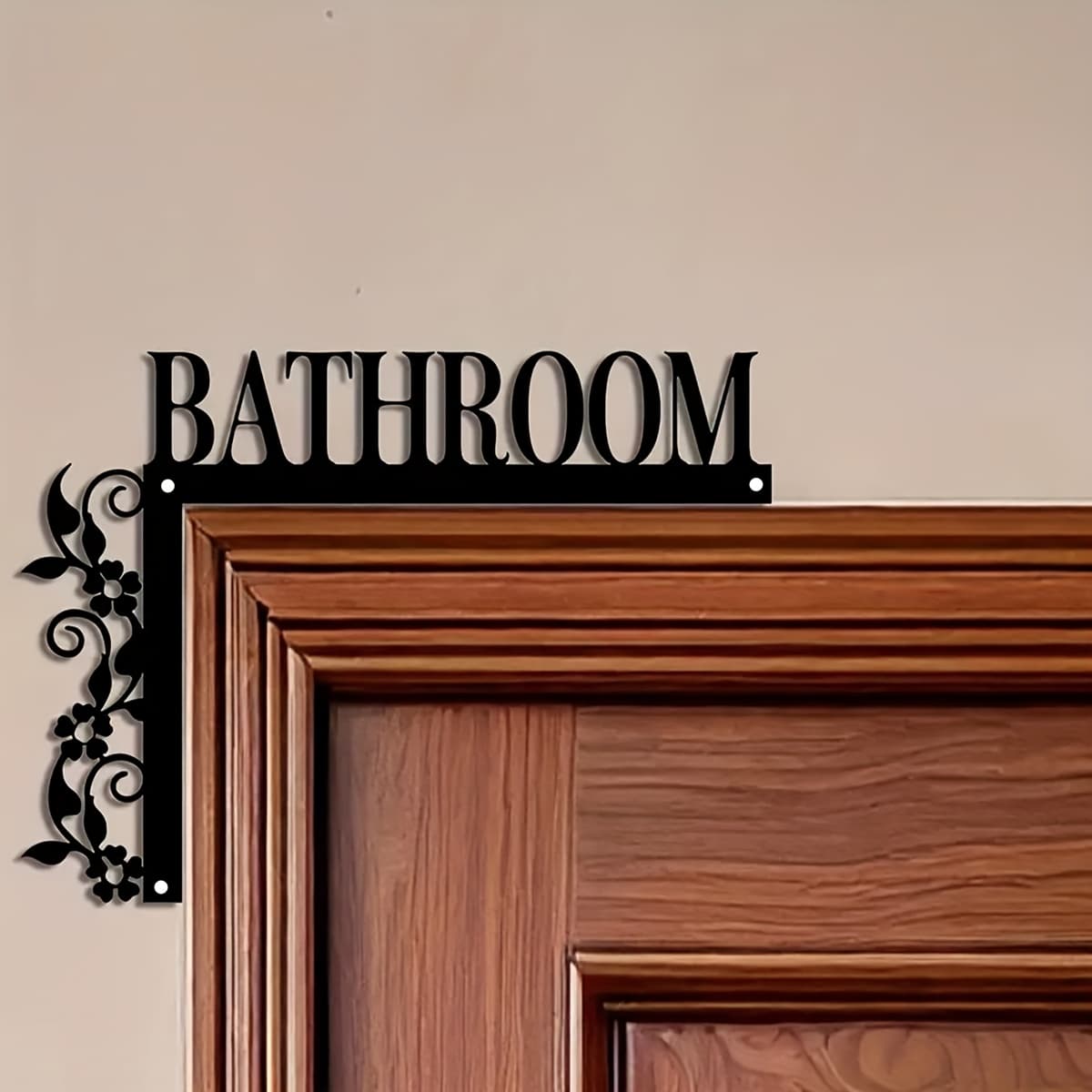 TEMU 1pc An Elegant Metal Bathroom Door Sign, Wall-mounted Wrought Iron Decorative Sign, With , Suitable For Home Interior Decoration, Bathroom Decoration