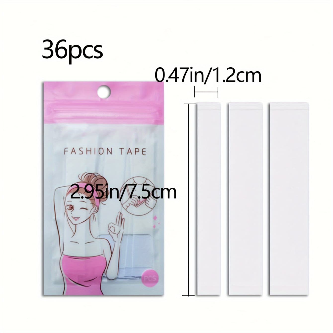 TEMU Strong 36-pack Double-sided Strips - Non-high Quality Pet Clear Apparel Body Tape For Dress/ Blouse Neckline & Strap Securing