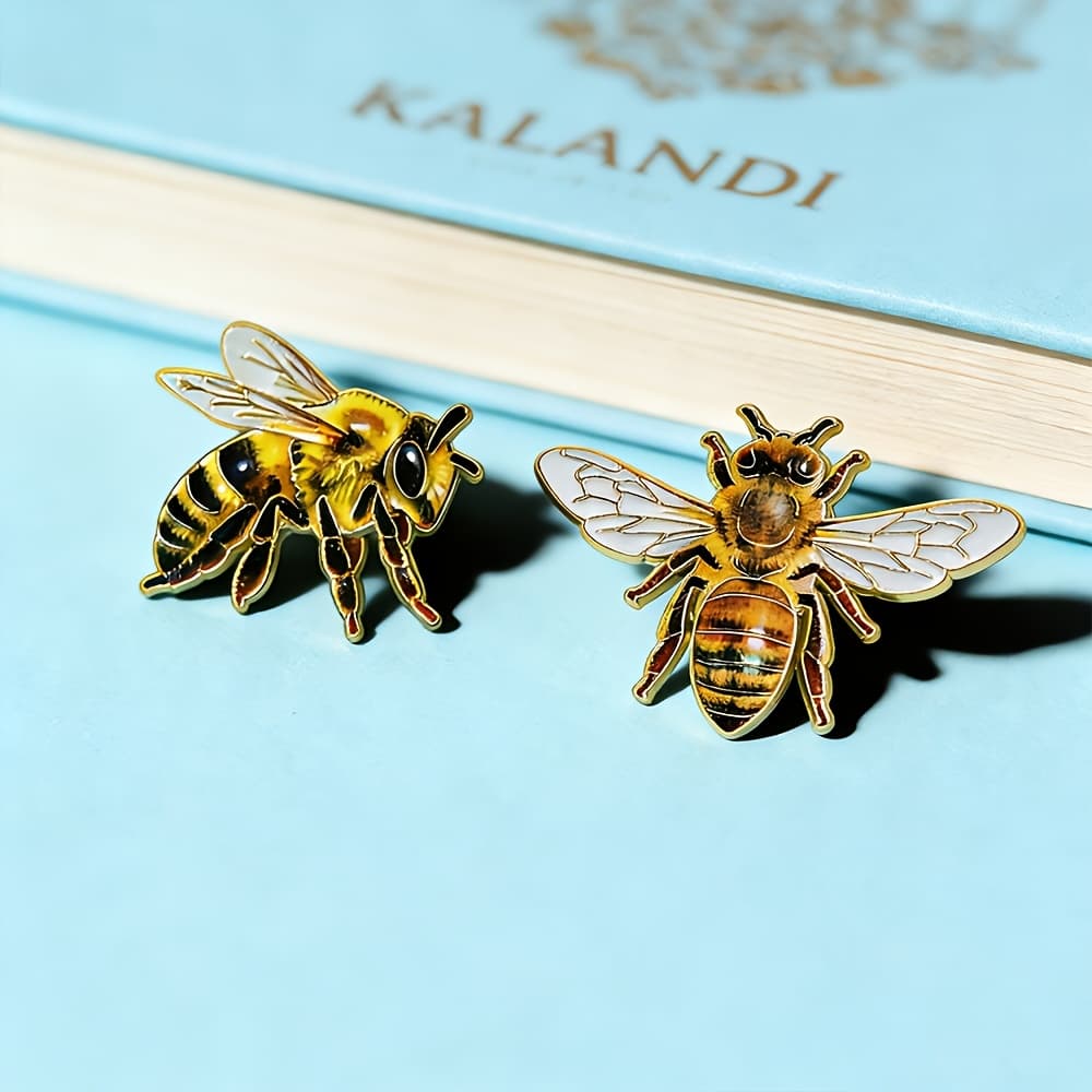 TEMU 2pcs/set Bees Enamel Pin Fashion Decorative Badge Ornaments Lapel Bag Badges