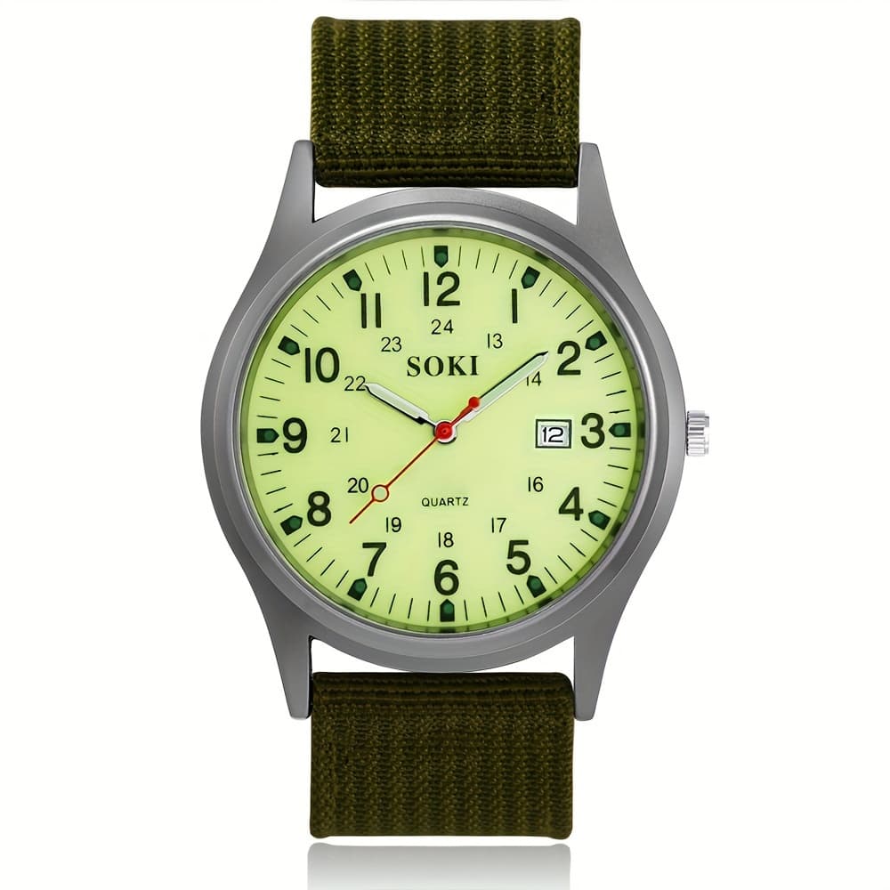 TEMU Fashion Sports Men's Watch Soki Nylon Strap Quartz Wristwatch, For Gifts