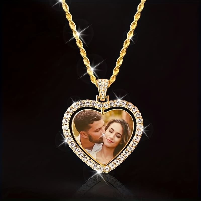 TEMU 1 Customized High-definition Photo Necklace, Men's And Women's Necklace, Customized Picture Necklace, Gift For Dad, Mom, Husband, Boyfriend, Girlfriend, Father's Day Gift