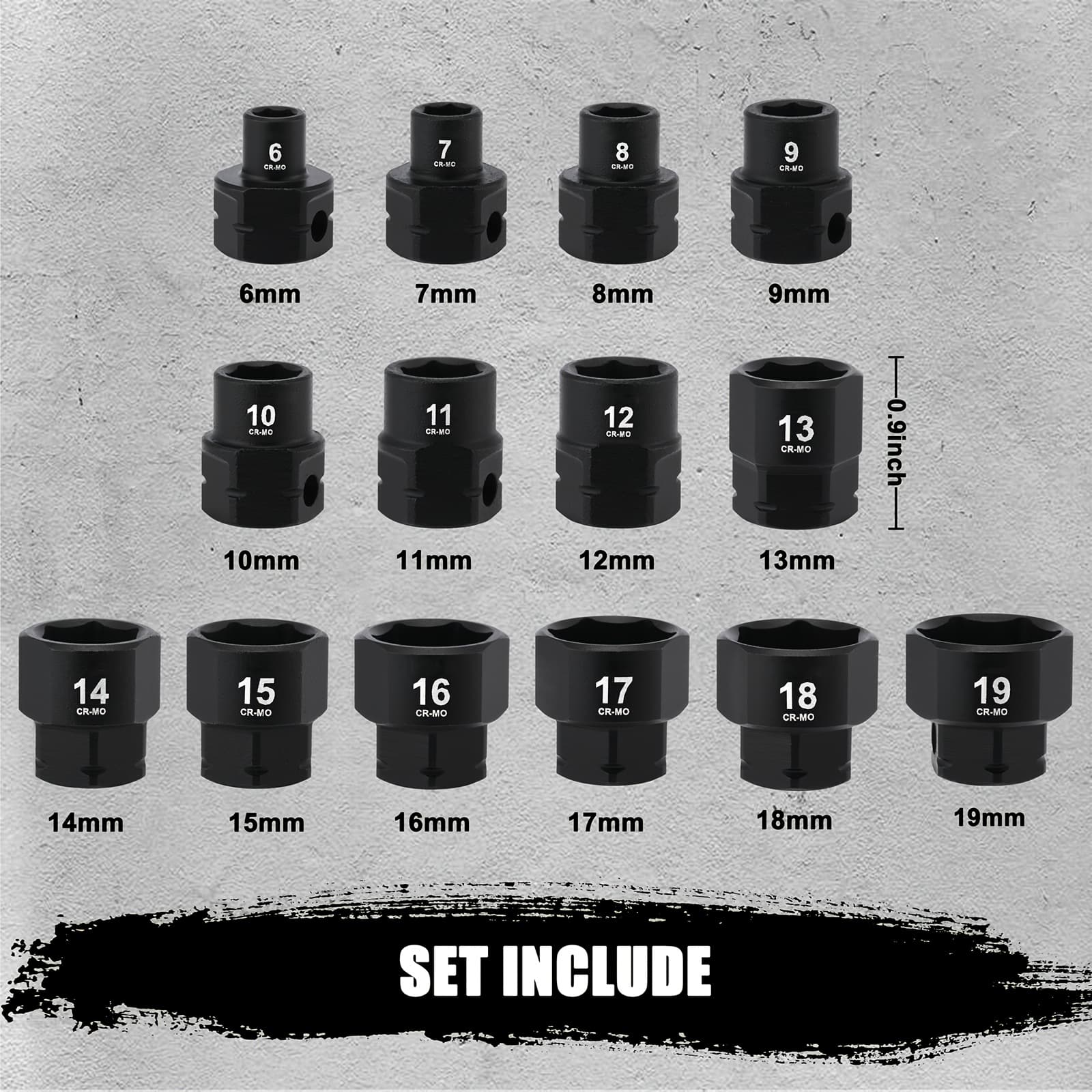 TEMU Compact Nano Socket Collection, Extremely Short Shallow Sockets, Metric, Cr-mo, Impact Rated, 3/8" Drive / 1/2" Drive, Compatible With Ratchet And Wrench