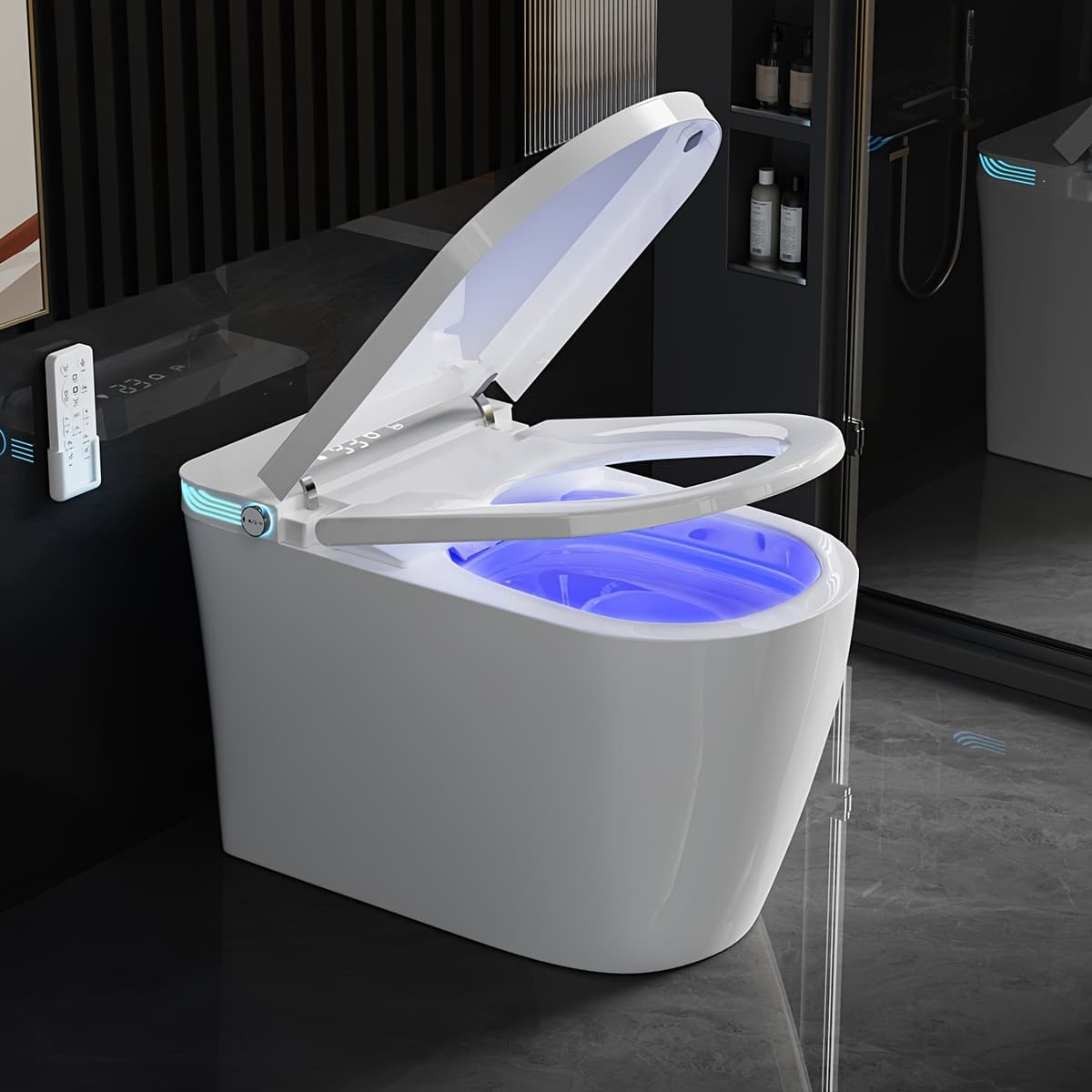 TEMU Smart Toilet With Bidet Built In, Elongated Toilet With Heated Seat, Dryer, Lid, Soft Close, Electric Tankless Toilets With Auto Flush