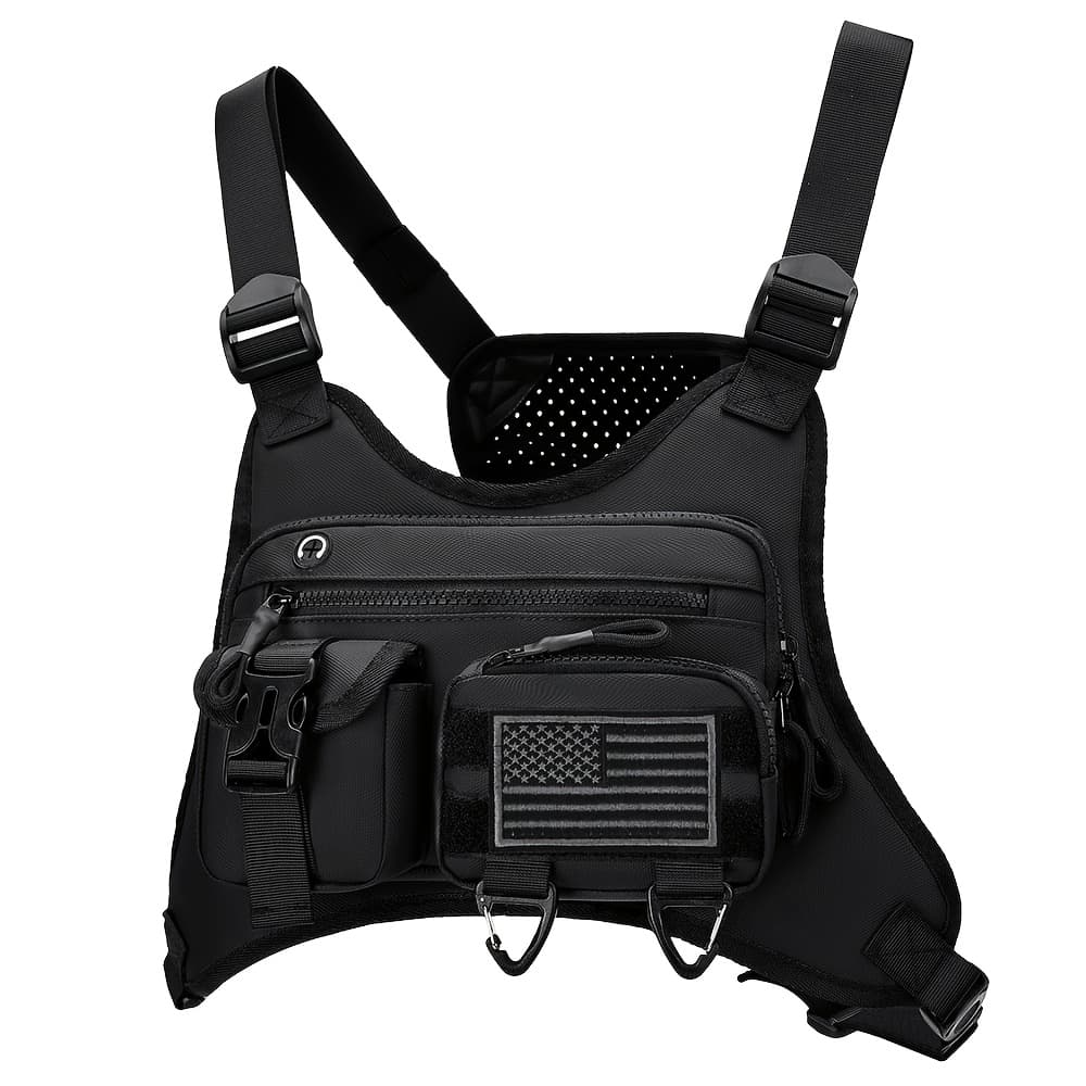 TEMU 's Multi Style Sports Chest Bag With Hollowed Out Design Tactical Backpack, Suitable For Multiple