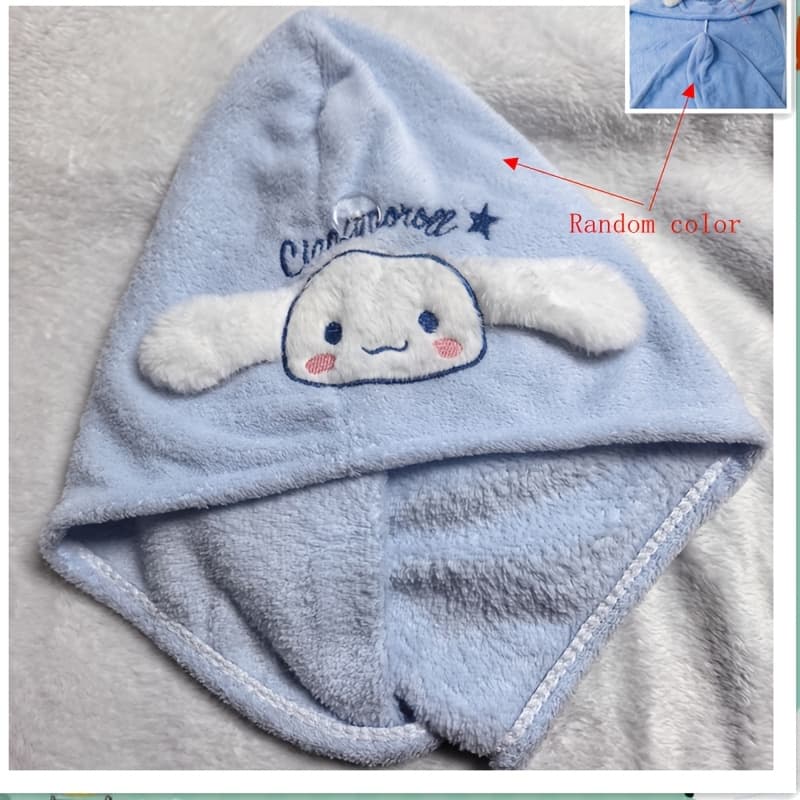 TEMU Random 1pc Cinnamoroll Quick Dry Hair Drying For Unisex Adults - Wavy Textured Hair, Soft Fabric, Formaldehyde- Care Accessory