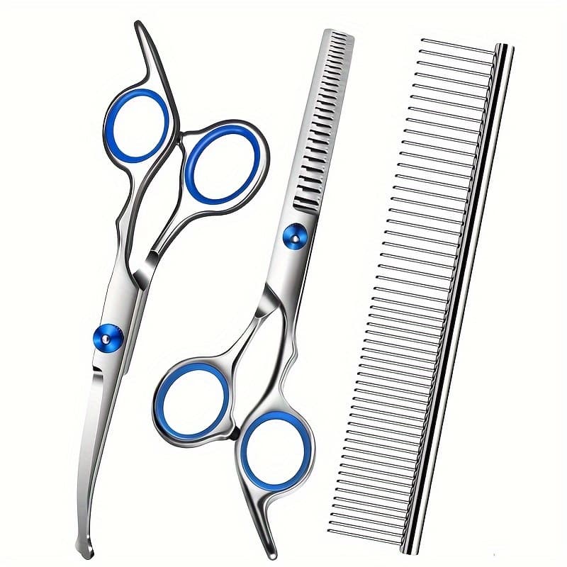 TEMU Professional Pet Grooming Scissors Kit - Safe Stainless Steel Tools For Dogs And Cats - Perfect For Trimming, Shaping And Styling The Pet