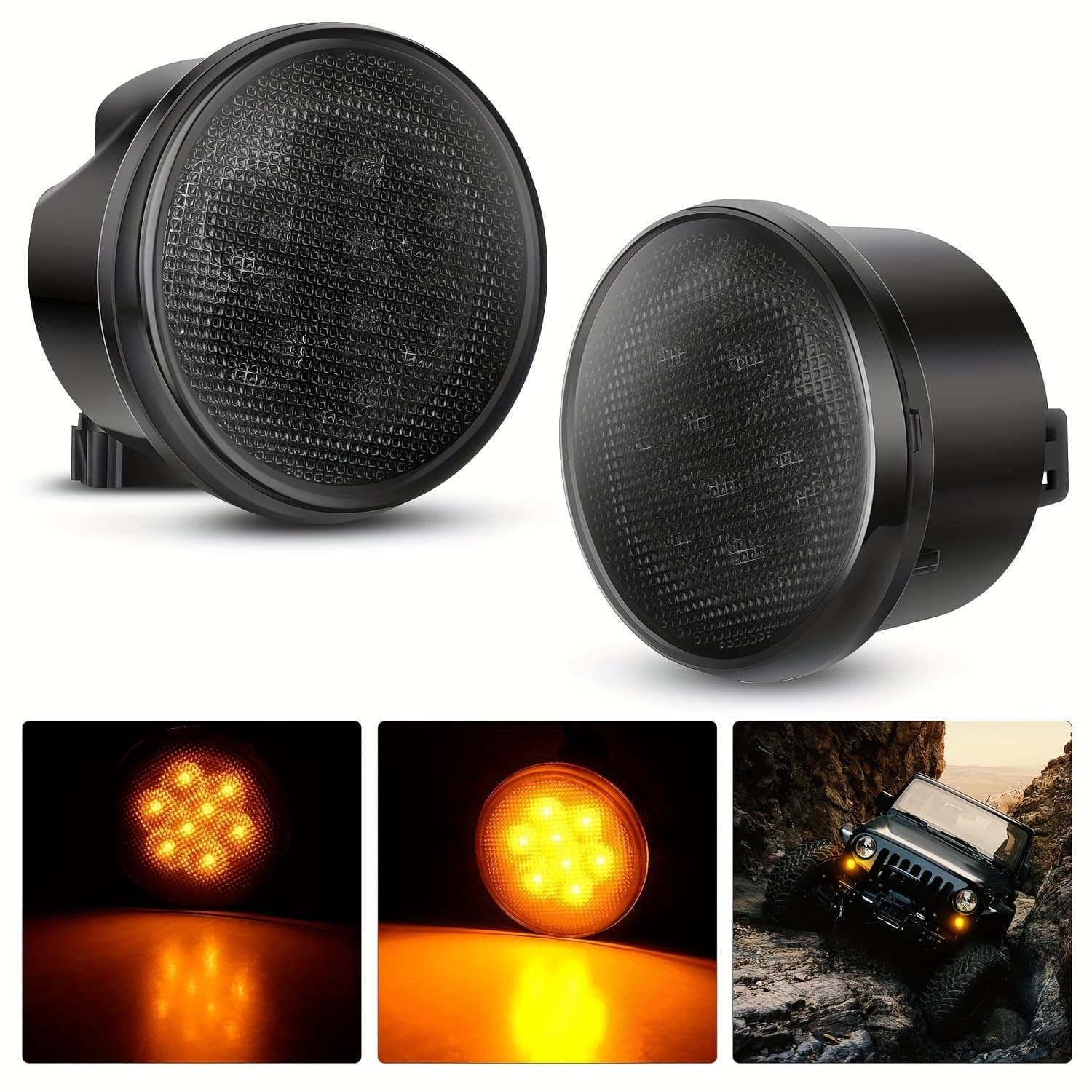 TEMU Jk Front Amber Led Work Light Compatible For Wrangler Jk Jku 2007-2017