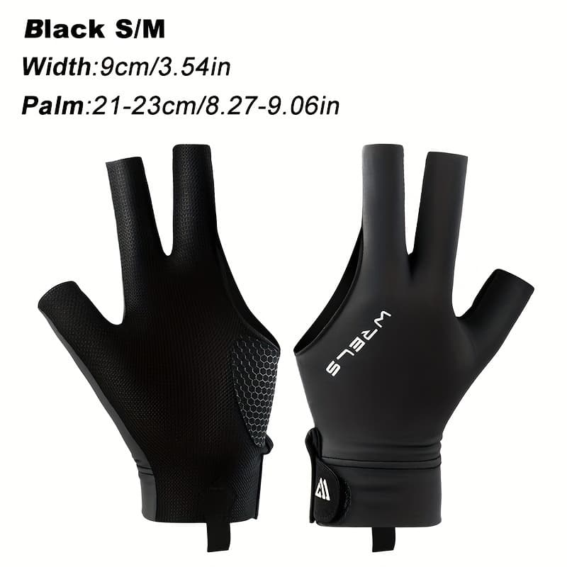 TEMU Wrels Left-handed Billiard Glove - 3 Finger Snooker Gloves With Non-slip Grip, For Training & Competition