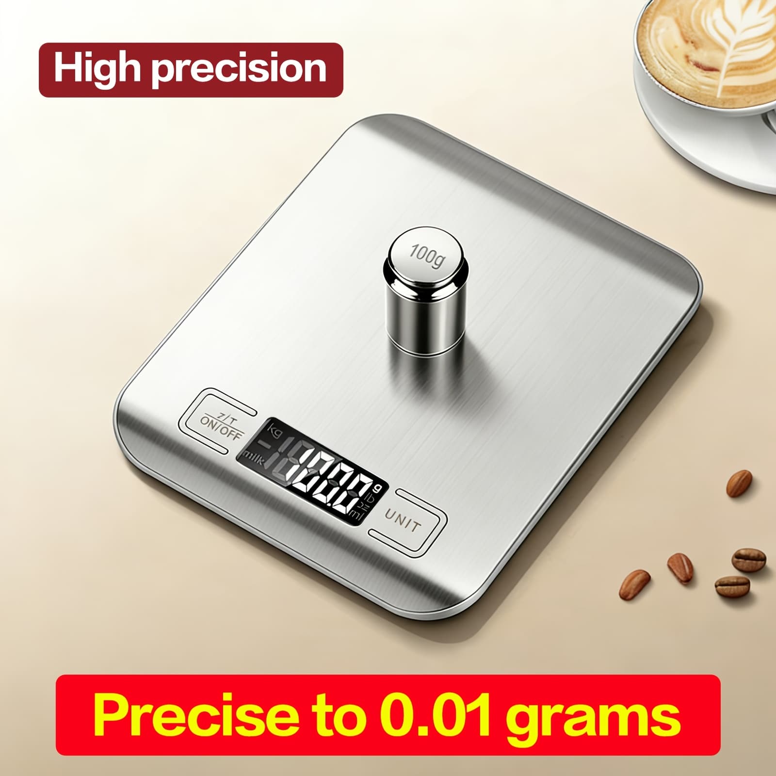 TEMU Food Scale, 22-pound Digital Kitchen Scale, Supports Grams And Ounces Units, Suitable For Baking, Cooking, Coffee Bag Assembly, With Function, Lcd Display, Easy To Clean Stainless Steel Material
