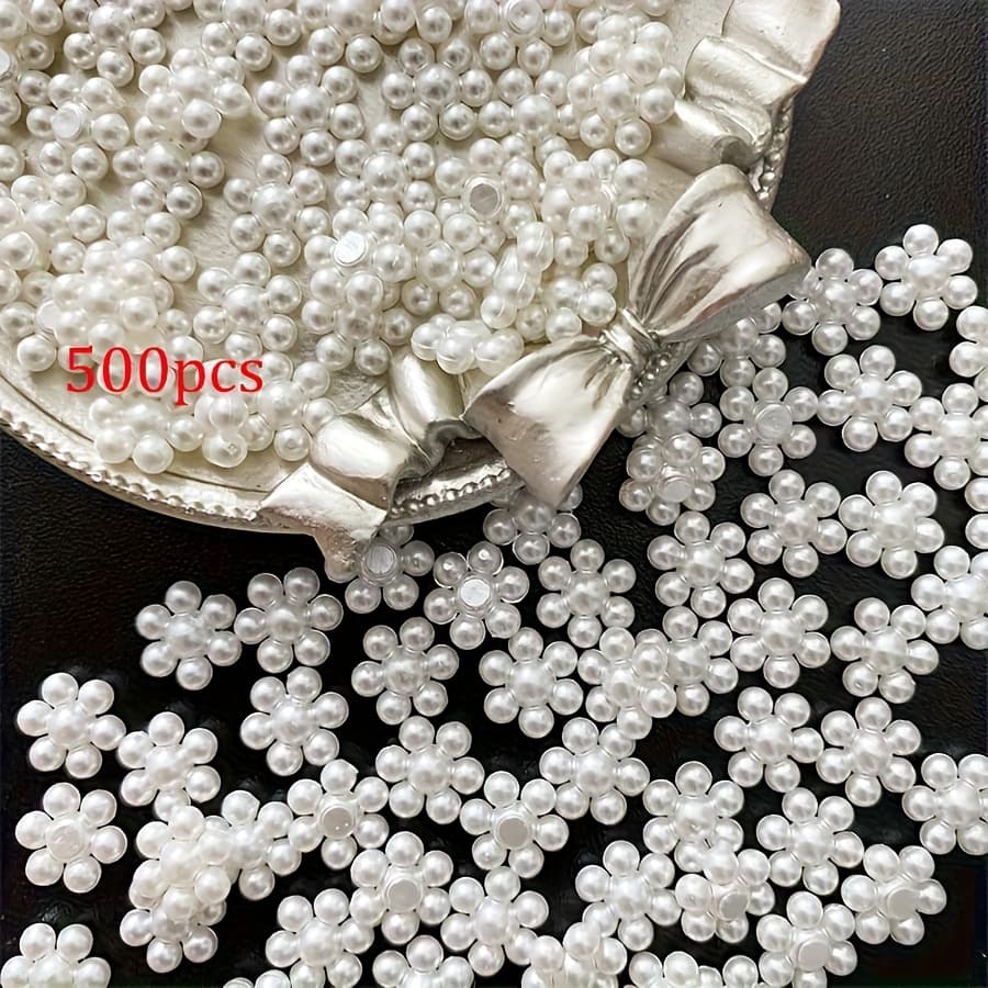 TEMU 500pcs 3d Plum Acrylic Pearl Beads No Hole Patches For Diy Crafts, Jewelry Making, Nail Art, Phone Case Accessories