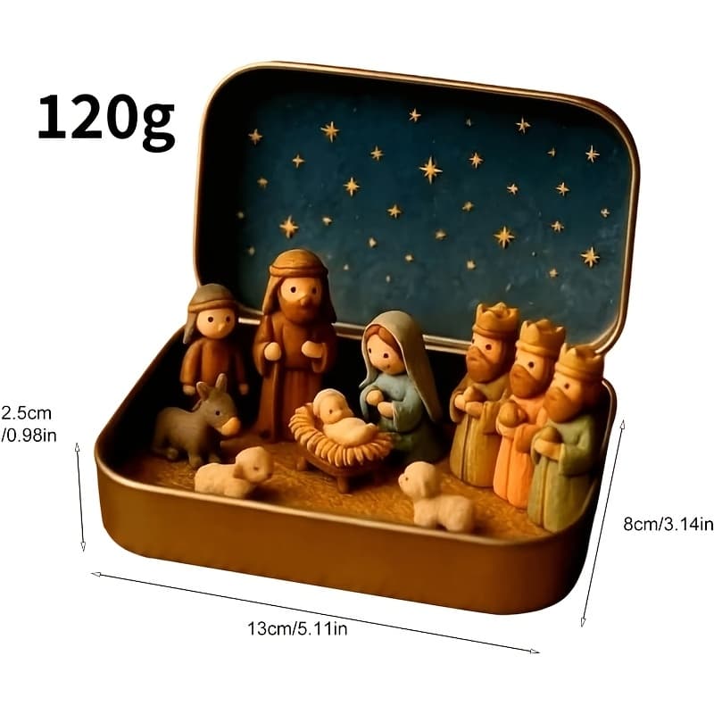 TEMU 3d Miniature Christmas Nativity Scene Box Set, Christmas Nativity Scene Doll Set, Portable Pocket Nativity Scene Doll Box, Handmade Miniature Christian Doll Set, Christmas Decorations