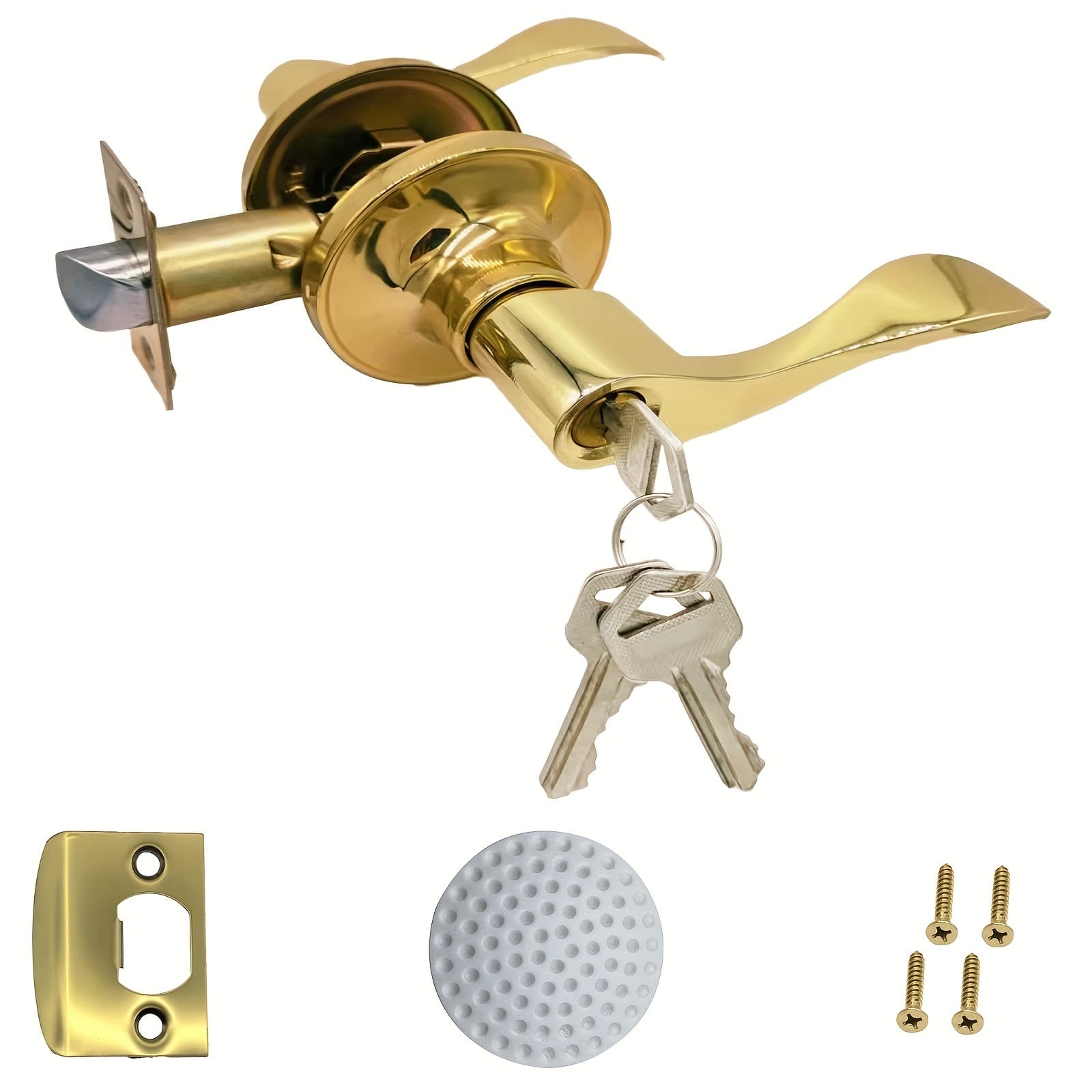 TEMU 1pc Handles With , Indoor/outdoor Door Handle For Bedroom Or Bathroom/entry Door Handle/heavy Duty