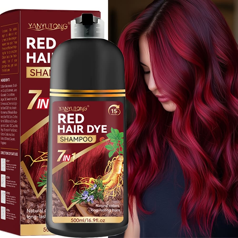 TEMU 500ml Hair Dye Shampoo, Natural Plant Pigments, Safe For Hair, Quickly Covers Gray Hair, In Black, Red, Brown, Dark Brown, And , Halloween Gift, Christmas Present Valentine's Day Gift.