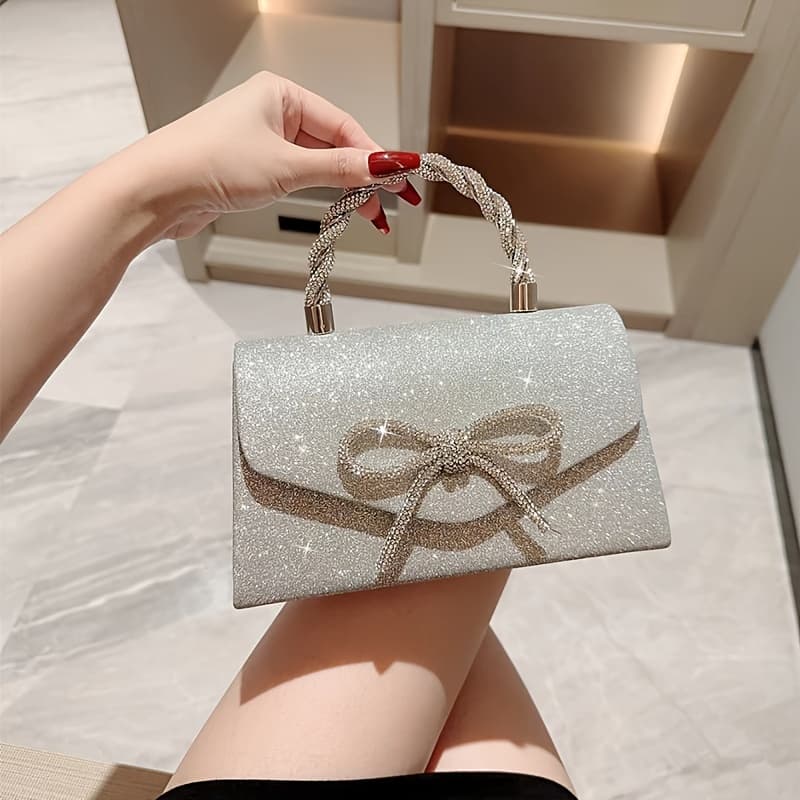 TEMU New Banquet Bag Dress Versatile Western Clutch Body Bag Fashion Bow Bag Gift