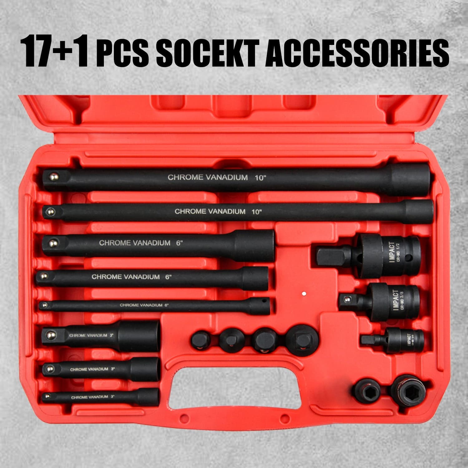 TEMU Seketman 15pcs Impact Swivle Socket Set/17+1pc Accessory Set, 3/8" Dr, 8mm-22mm, Impact Universal Socket Set, Cr- With Black Phosphate. Professional For Home Repairing And For Home