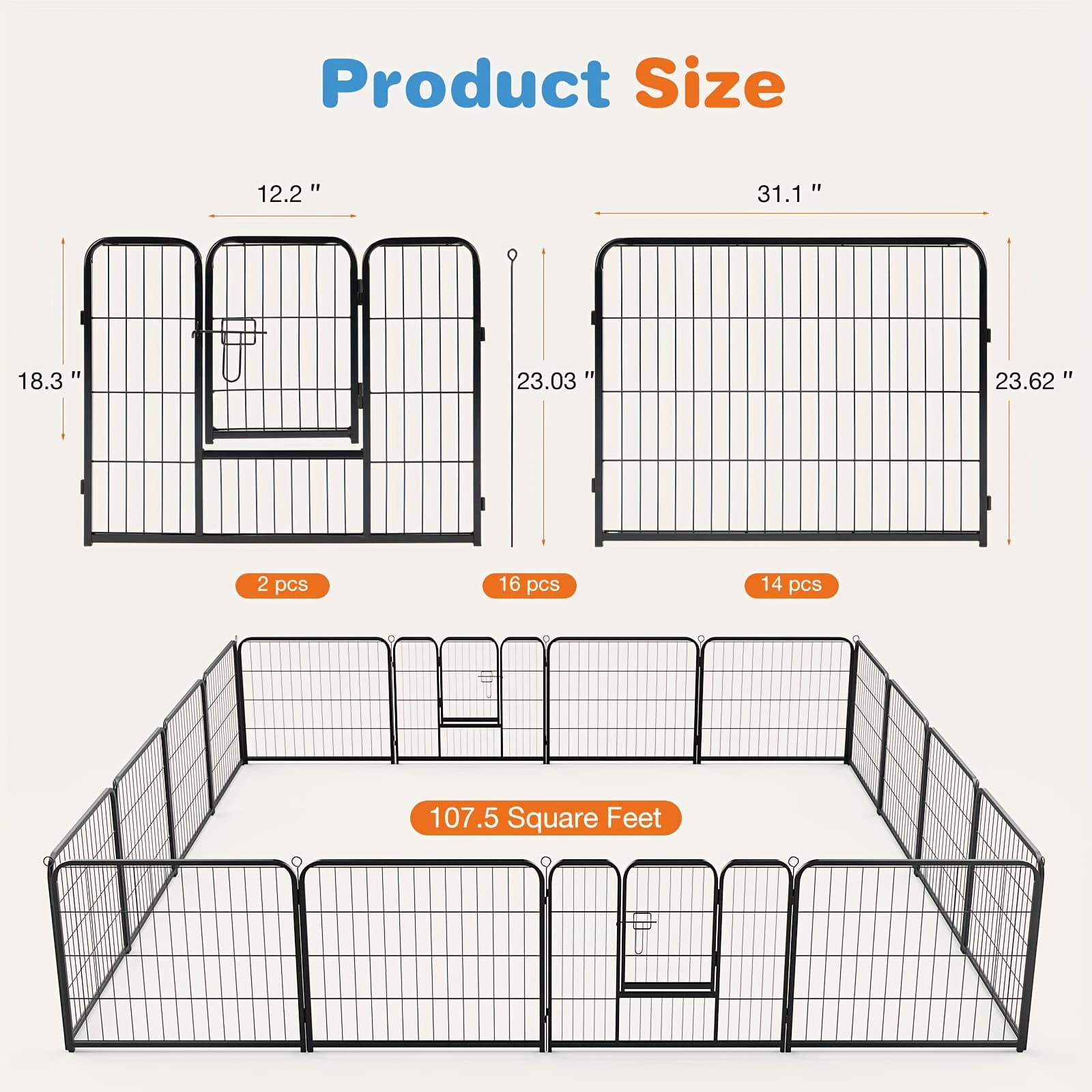 TEMU 16/ 8 Panel Thickened Poultry Fence, Suitable For Poultry, Portable Fence, Suitable For Outdoor Yards And .