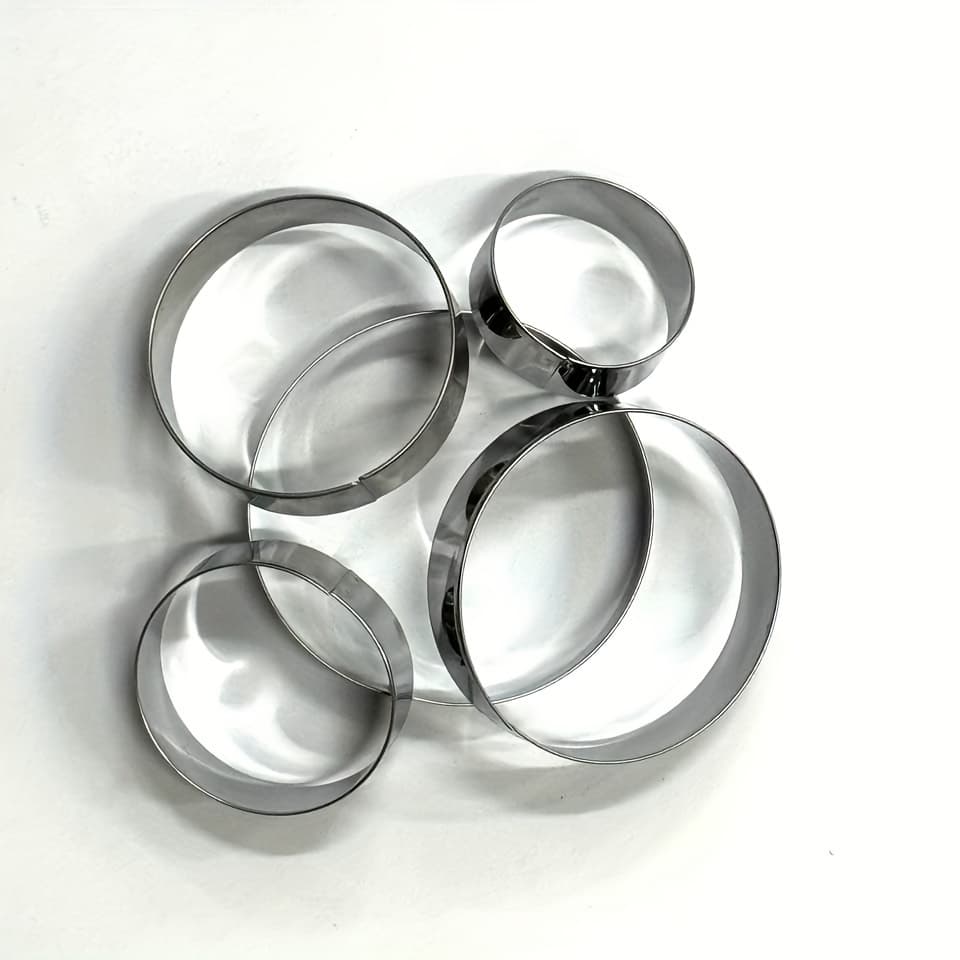 TEMU 5pcs Stainless Steel Cookie Cutters Set , Dough, Fondant - Round Baking Tools & Additions For Cookie Making