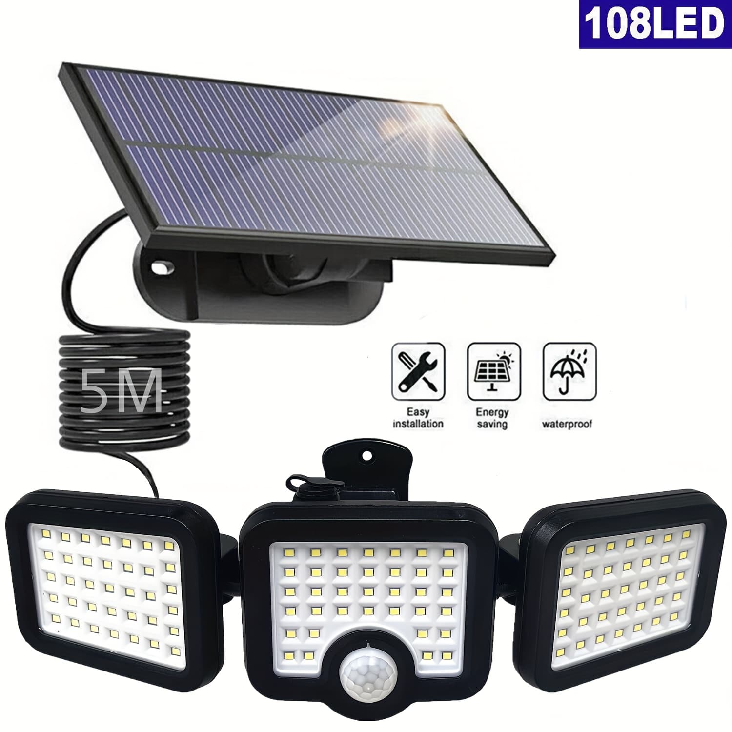 TEMU Solar Motion Sensor Outdoor Light, 3 Solar Powered Motion Activated Outdoor Lights For Wall Yard Fence Garage Patio, And Pathway