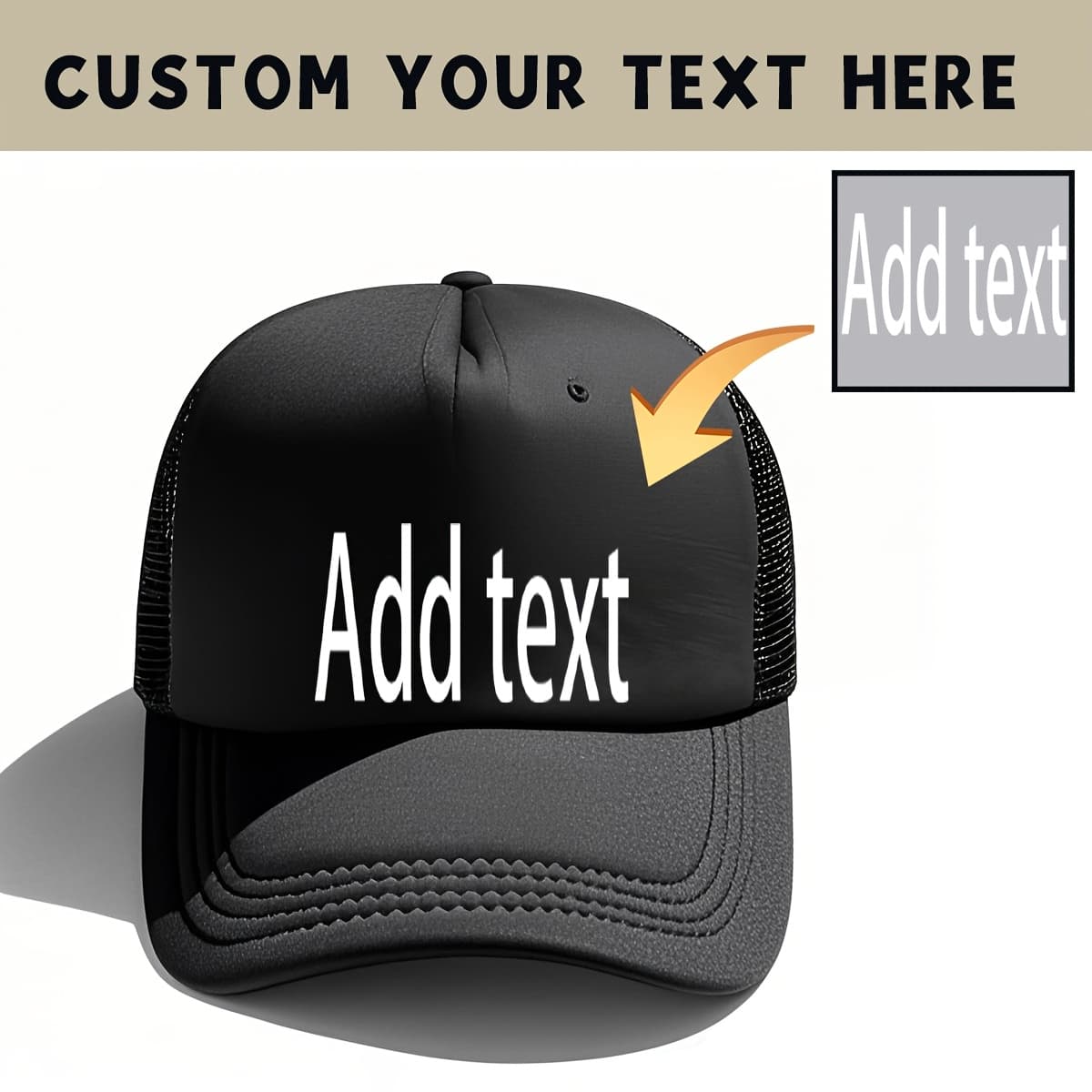 TEMU Custom Text/ Trucker Hat For - Personalized Baseball With Your Own Design, Your Own Graphics, Comfortable Suitable For Promotions, Events, Gifts