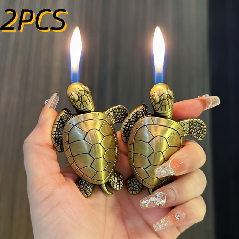 TEMU 2pcs - Golden Butane - Refillable, Adjustable Soft Flame, Portable Novelty Lighter - Unique Gift For Men, Holidays, Birthdays (no Fuel), Novelty Gift Lighter | Decorative Lighter | Aluminum Alloy