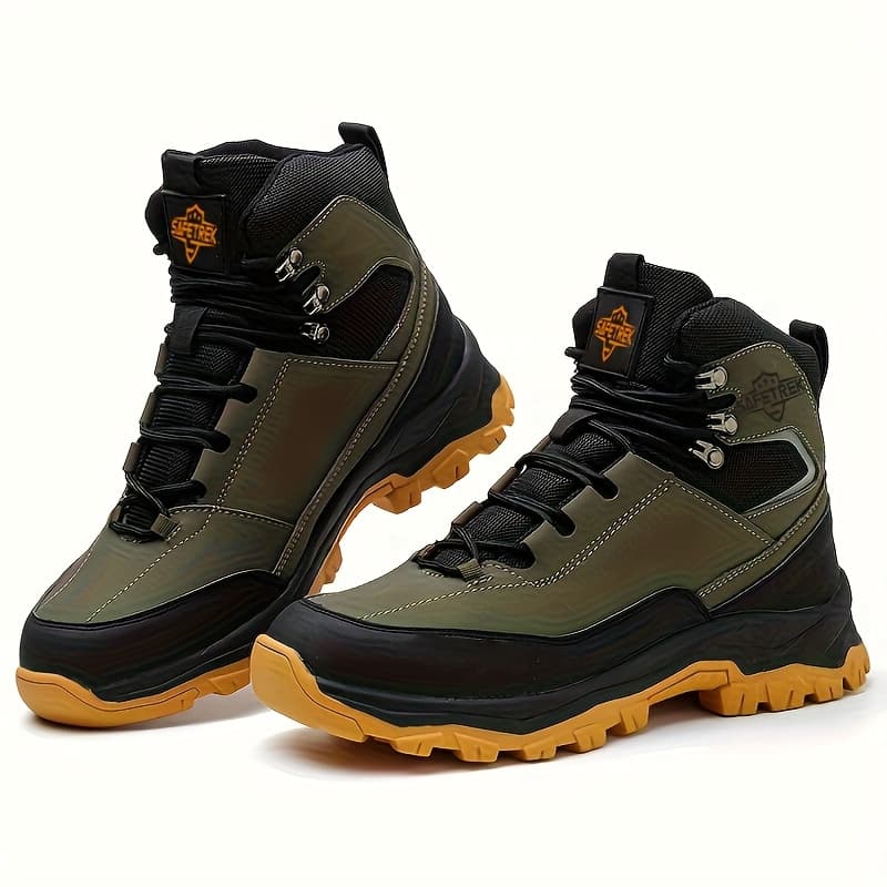TEMU Work Shoes For Men Premium Microfiber Water Resistant Slip Resistant Industrial Safety Steel Toe Work Boots