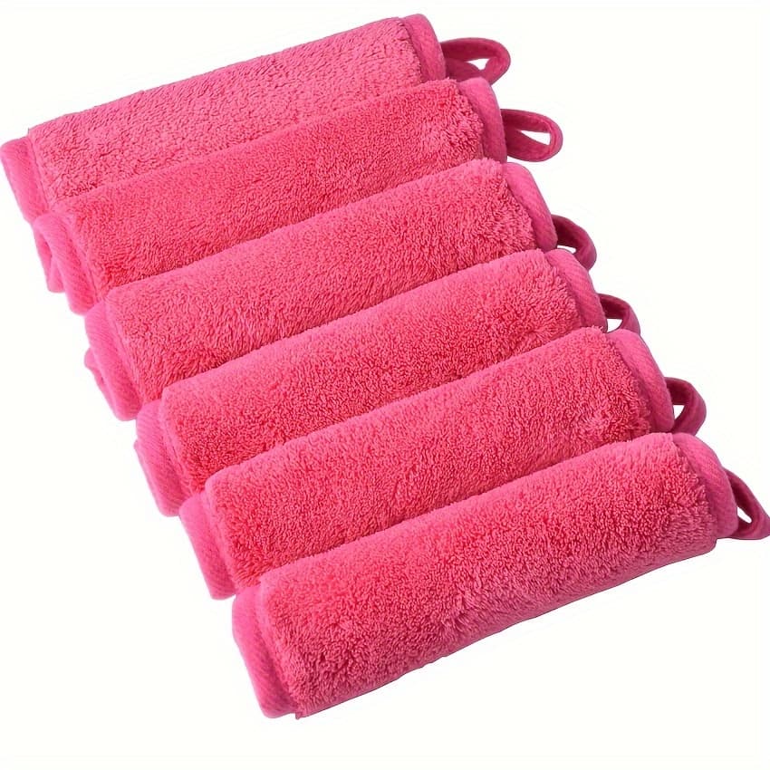 TEMU 6/12pcs, Soft Microfiber Facial Cleansing Cloths, Makeup Removal Face Towels With Hanging Loop, Skin, Washable And Reusable