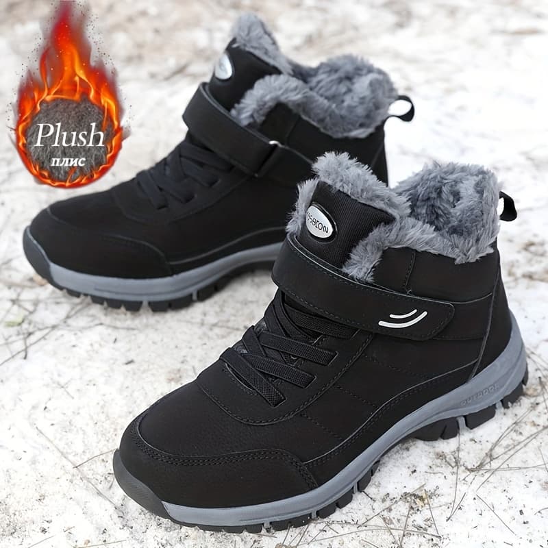 TEMU Ultra-warm Winter Boots Unisex - Thick Sole Snow Boots, Durable Eva Sole, Casual Wear, Hiking Footwear, Hiking Boots, Sleek Winter Boots, Solid Color For Outdoor Hiking