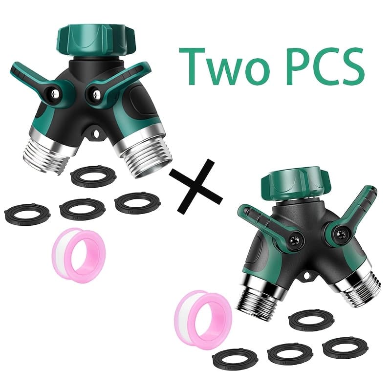 TEMU Two-piece Garden Hose Splitter 2-way Heavy-duty, Durable Garden Y-hose Splitter Connector Metal Body Splitter Hose Adapter Outdoor Dual- Hose Splitter
