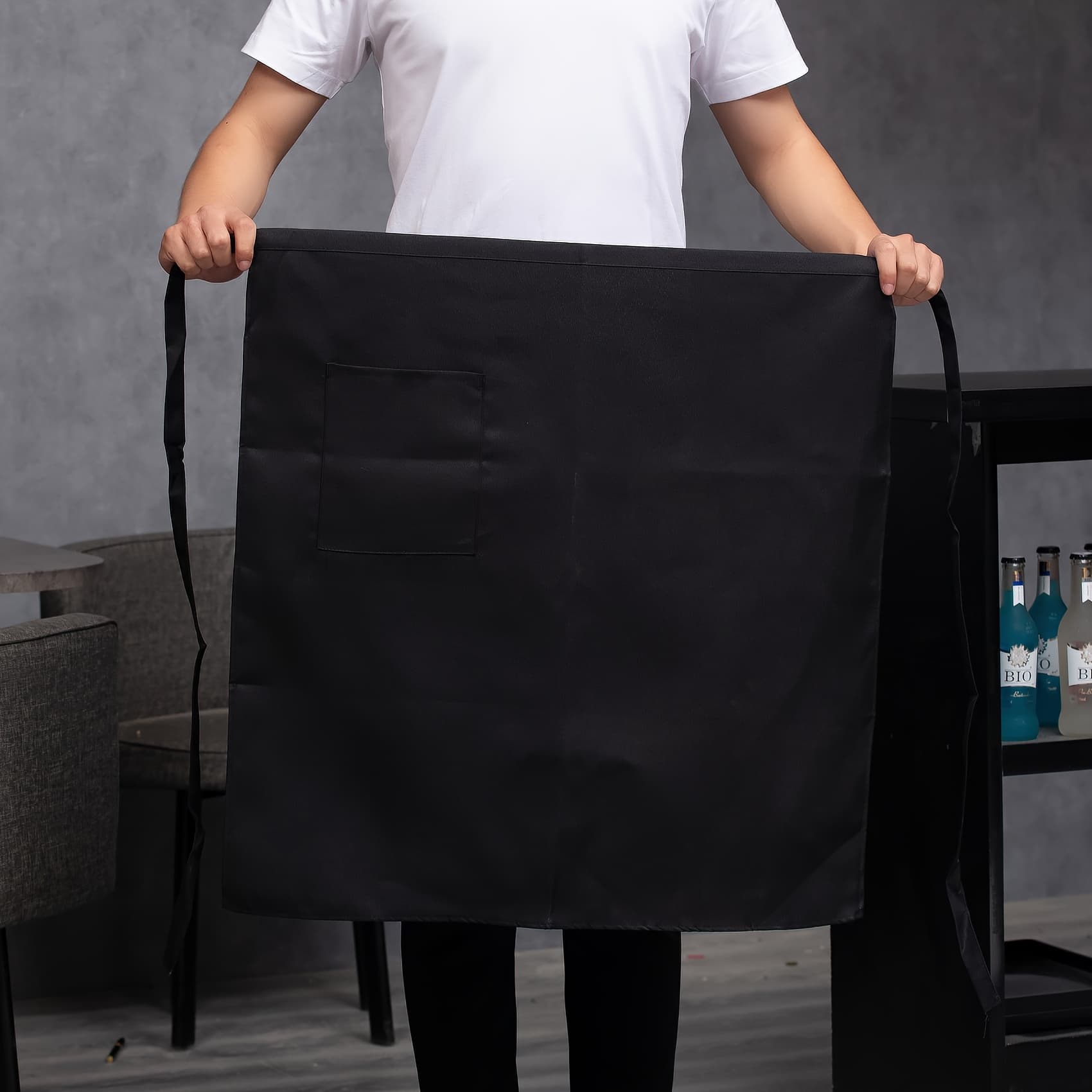 TEMU Chef's Half Apron Waist Apron Kitchen Workwear Apron For Hotels, Restaurants, And