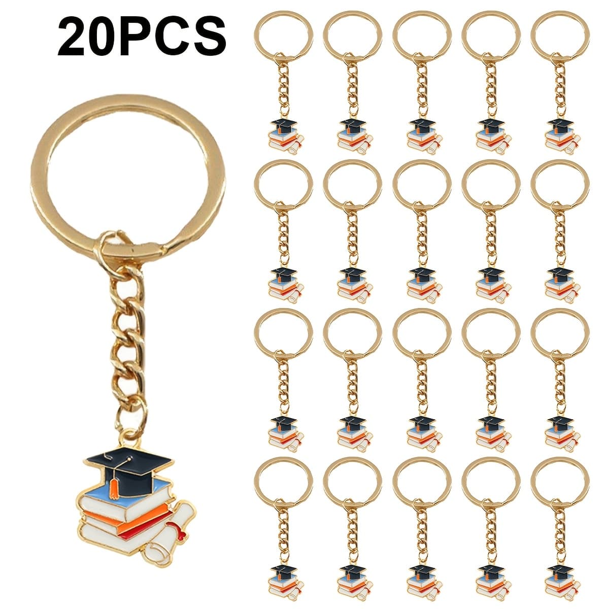 TEMU 20pcs Graduation Season Gift Doctoral Hat Exam Inspirational Student Alloy Keychain/chain Suitable For Graduation Back To School Gifts, Bag Decorations, Mobile Phone Car Key Pendant Gifts