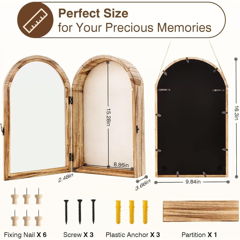 TEMU Shadow Box Frame 10x16 Large Shadow Boxes Display Cases With Linen Back And Removable Shelves, Picture Frame Wedding Bouquet Memorabilia Medals Photos Memory Box For Keepsakes, Carbonized Brown
