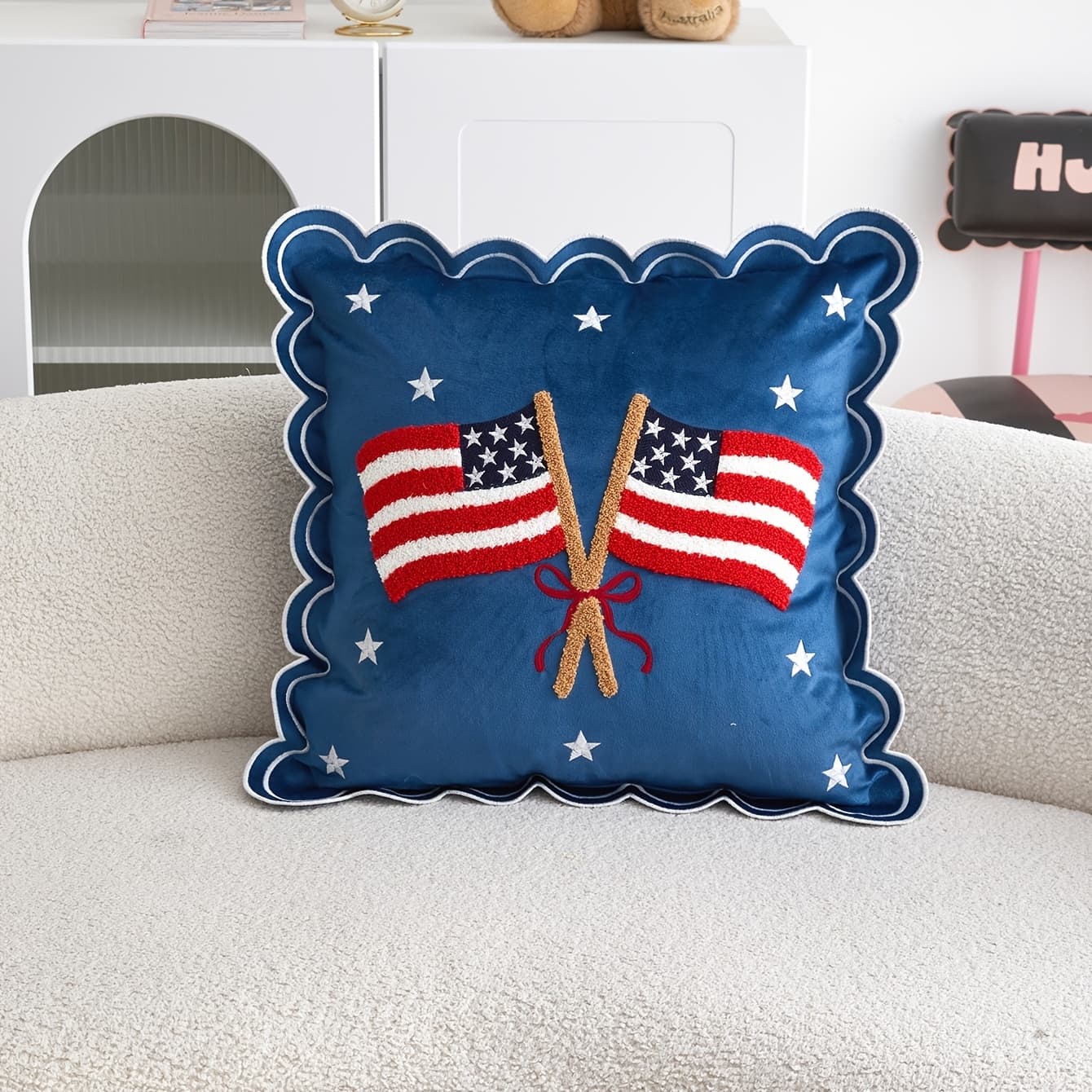 TEMU 3d Embroidered Strawberry, Crab, And With Wavy Edge Pillowcase, 1pc, Home Decor Suitable For Living Room, Bedroom, Party, Sofa, And Settings