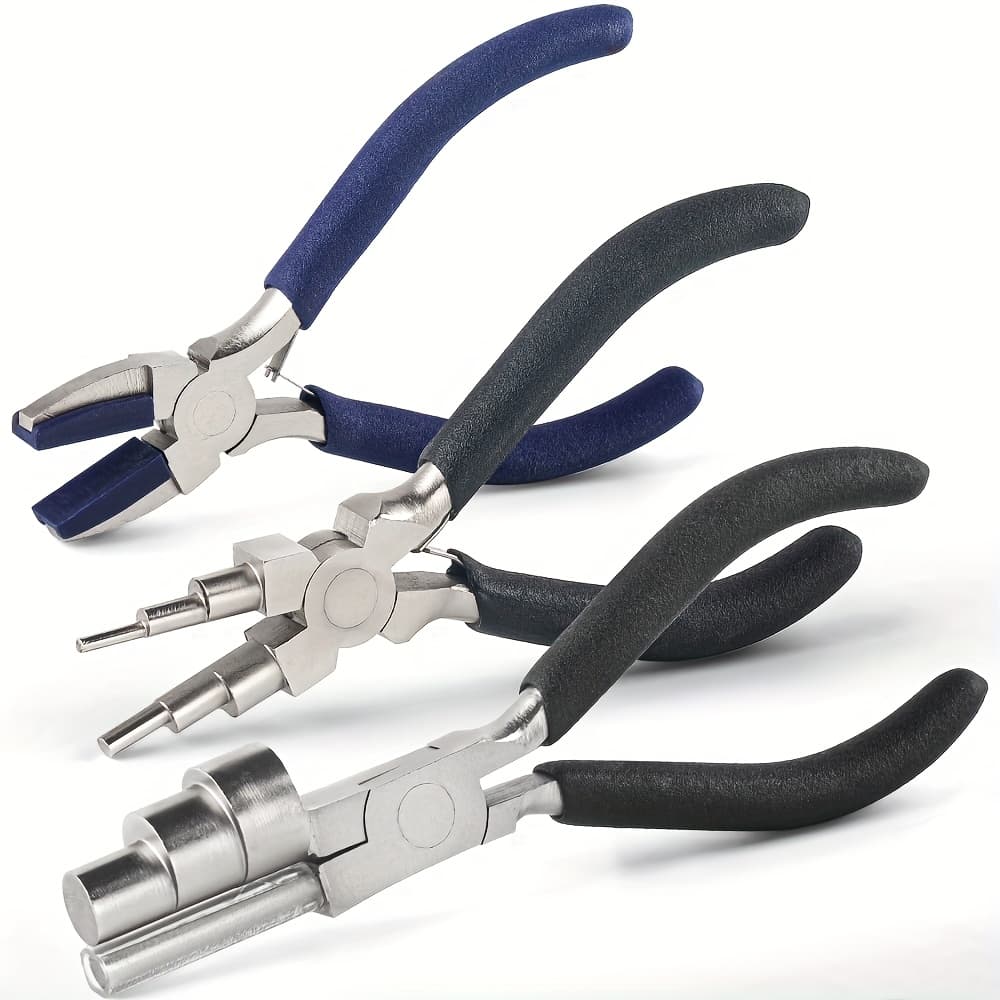 TEMU 2d Flat - Hobbyworker 3pcs Precision Pliers Set, Flat Nose Nylon Pliers And 2 Types Wire Looping Pliers For Jewelry Making