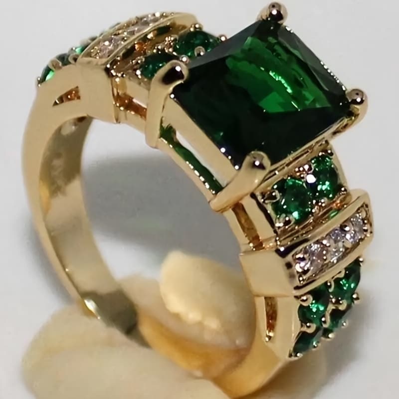TEMU 1pc Women' Cubic Ring - Elegant Bohemian & Retro Jewelry, Synthetic Zirconia, Wear For Daily Use, Wedding,, Gift - Versatile Statement Piece