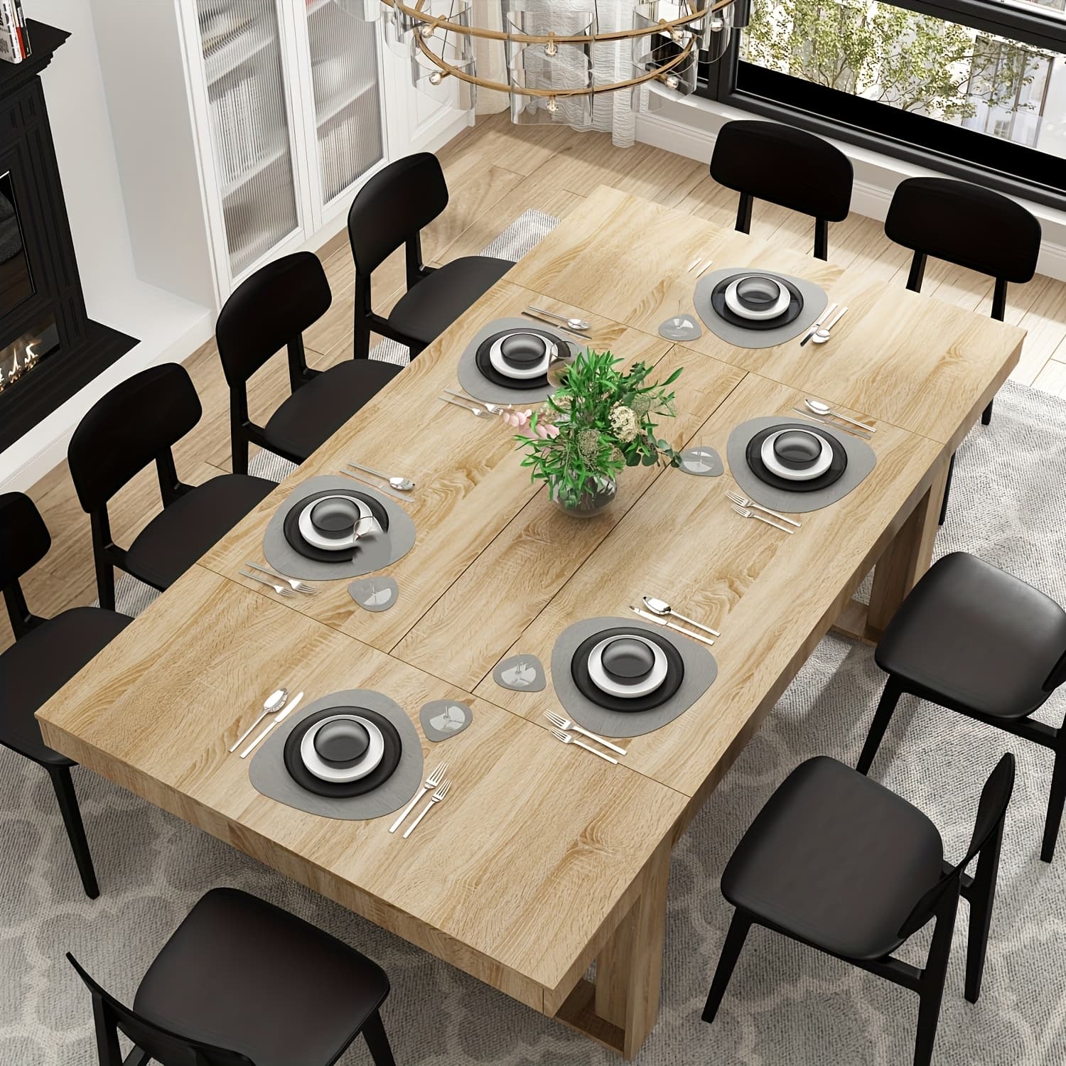 TEMU A Large Rectangular Dining Table Suitable For 6 To 8 People, Designed For Modern Kitchens, In A Brown End