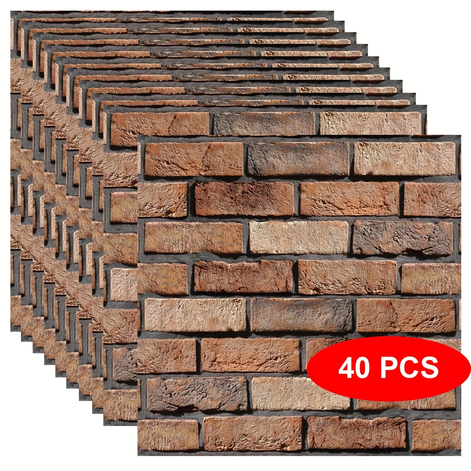 TEMU 40pcs 3d Wall Panels Peel And Stick Foam 3d Brick Wallpaper Stone Wall Panel Self-adhesive Wallpaper For Living Room, Bedroom Hotel Office Decoration
