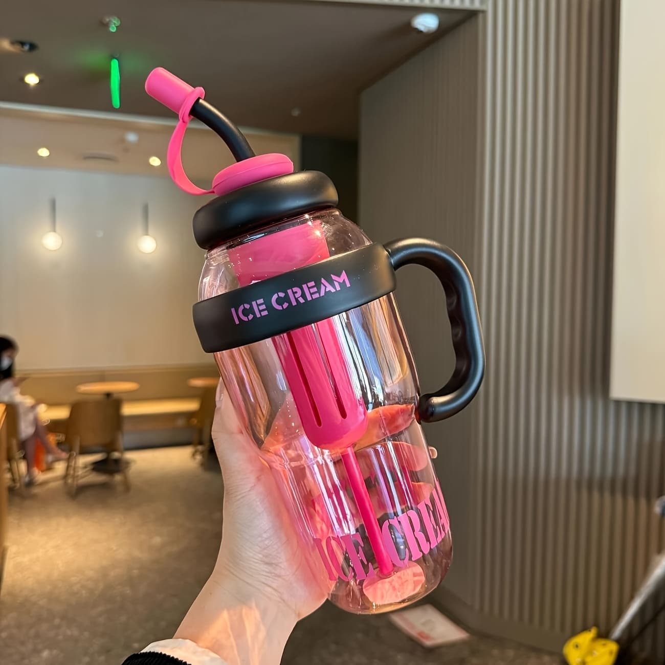 TEMU 1pc, 1200mls High-capacity Sports Water Bottle With Handle And Straw, Fashionable And Popular, Ppsu Plastic Tea Bottle, Suitable For Fitness And Travel,