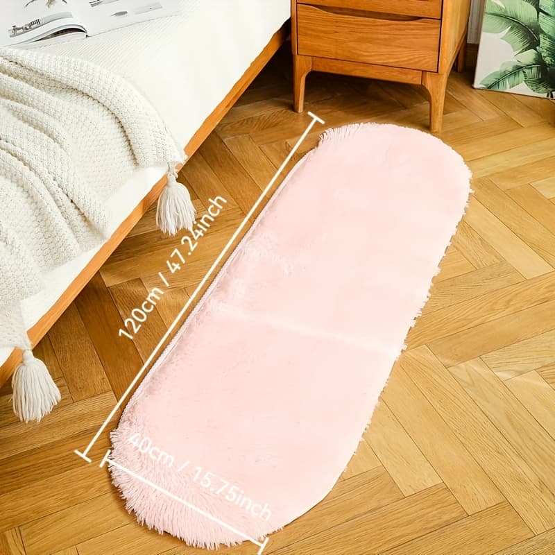 TEMU 1pc Plush Floor Mat, Fluffy And Soft Oval Rug, Plush Carpet Suitable For Living Room And Bedroom, Machine Washable Polyester Fiber, Durable And Luxurious Home Decor
