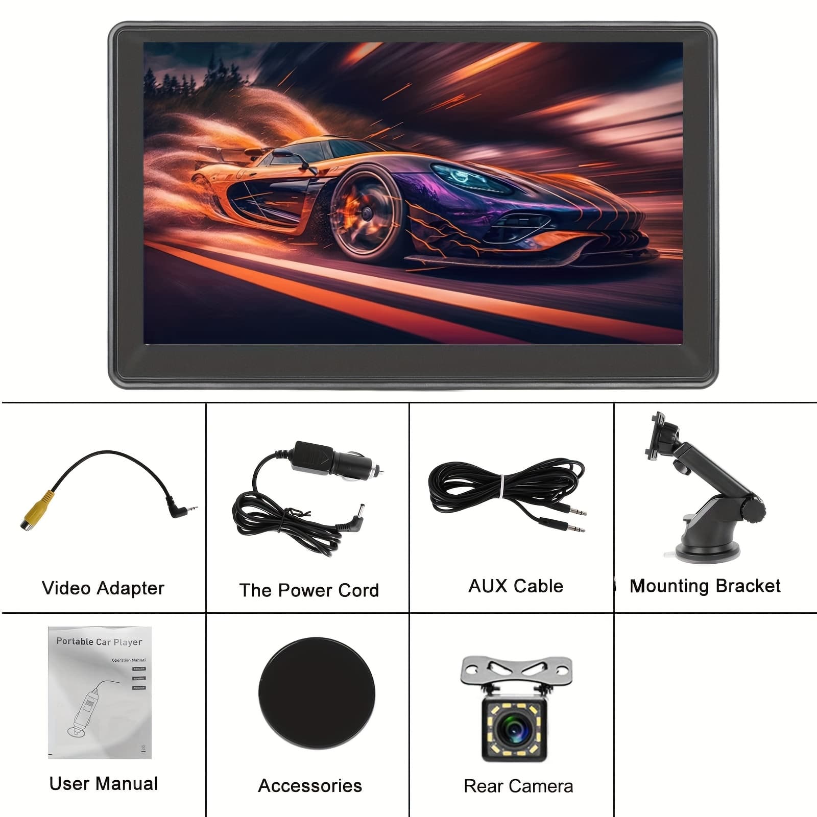 TEMU Portable & Auto Compatible For All Smartphones Suitable For All Vehicles, 7-inch Hd Touchscreen With Fm Transmitter, Usb/aux/tf/, Wireless Driver Display For Navigation, Car Gift For
