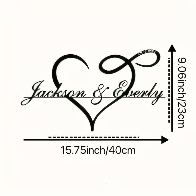 TEMU Customizable Infinite Heart-shaped Wall Art, Personalized Wrought Iron Love Sign, Made Of Durable Iron Material, Suitable For Home And Wedding Decor, Featuring A Detachable Design